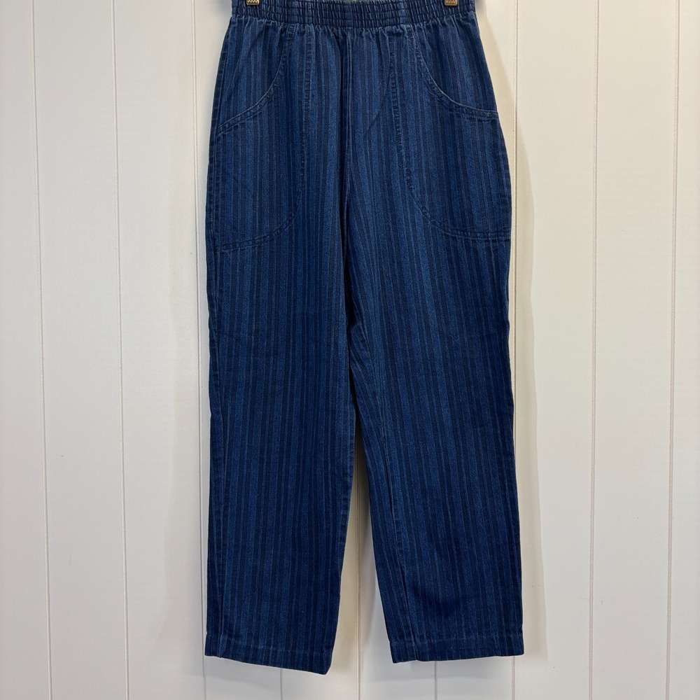 Vintage Womens Coastal Grandma Striped Denim Jeans Size SP Casual Comfy Everyday
